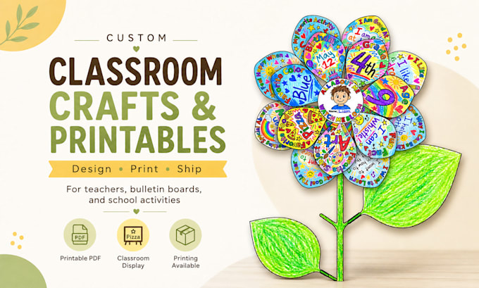design classroom crafts, printables and teaching resources