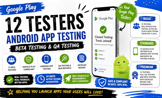 12 tester google play testers android app testing beta testing qa testing
