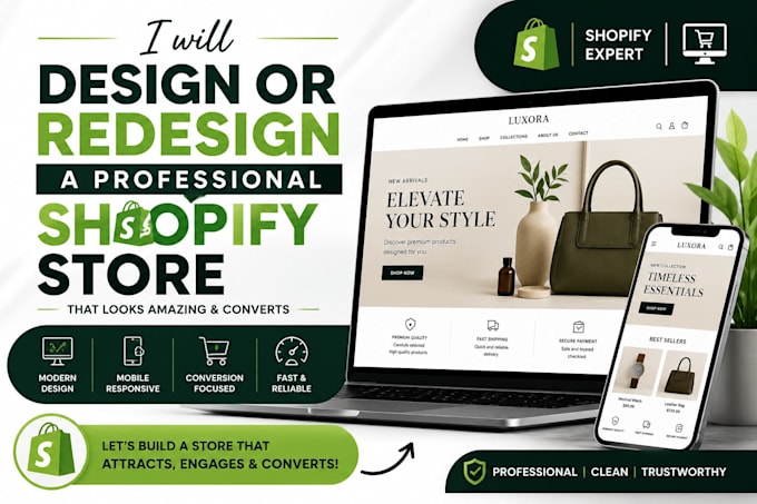 design or redesign a responsive shopify store, b2b store