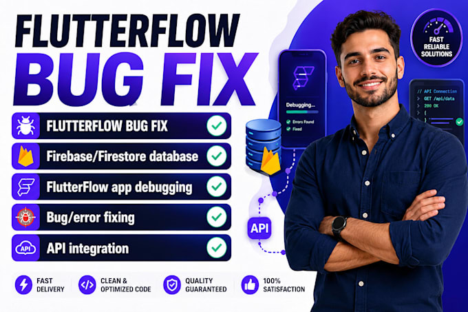 fix your flutterflow bugs, firebase errors, and api issues