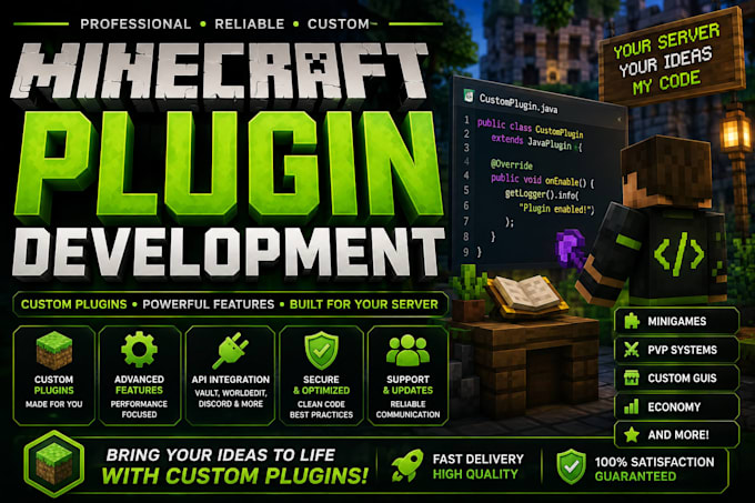 code custom minecraft plugins tailored to your server