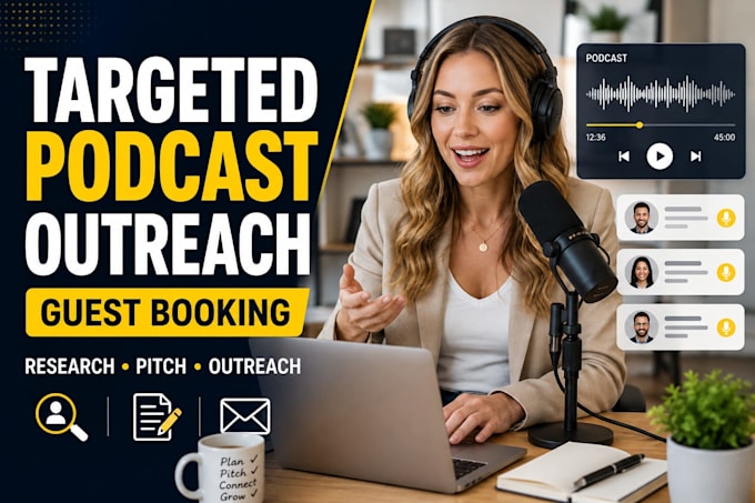 do targeted podcast guest booking and outreach