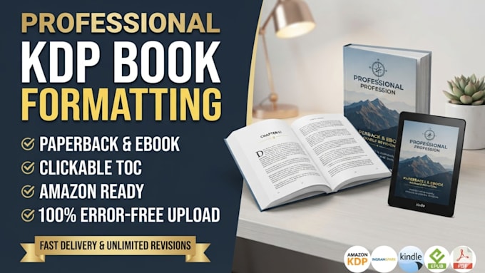 do amazon KDP book formatting, editing, proofreading, and book layout design