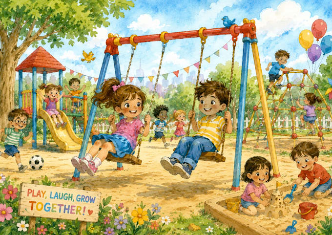 do children story 2d hand drawn book illustration