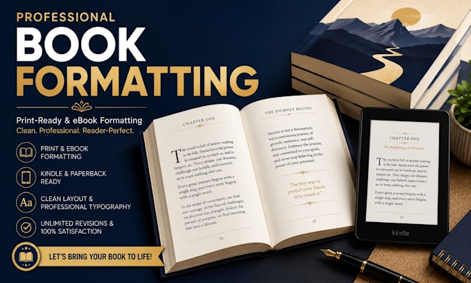 do book formatting for KDP, paperback and kindle
