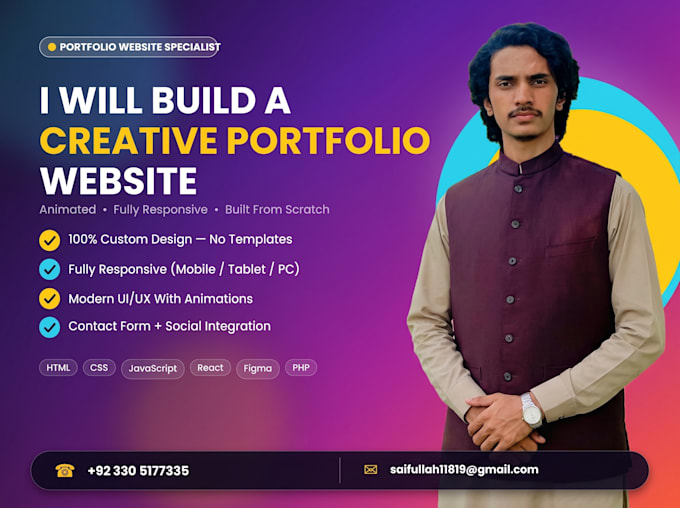 build a creative portfolio website with animation and UI UX