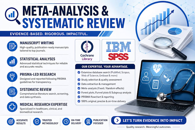 perform a meta analysis, manuscript writing and editing