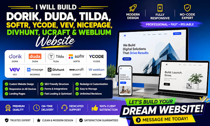 build dorik duda tilda softr ycode vev nicepage divhunt ucraft weblium website