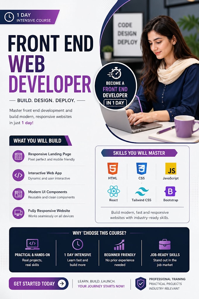 responsive react, tailwind, bootstrap website in 1 day