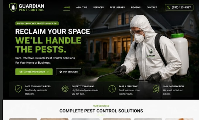 design squarespace pest control website wix extermination fumigation website
