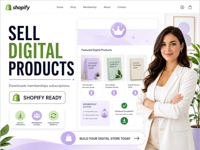setup shopify digital product store ebook downloads memberships subscriptions