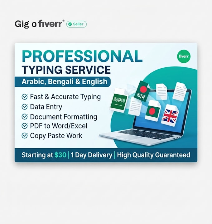 do professional arabic english and bengali typing