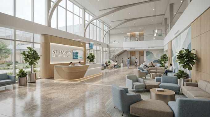 design hospital architecture and medical facility rendering