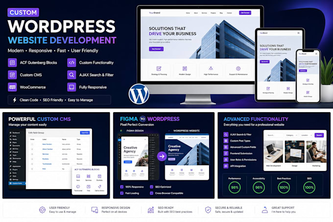 develop a custom wordpress website with acf gutenberg