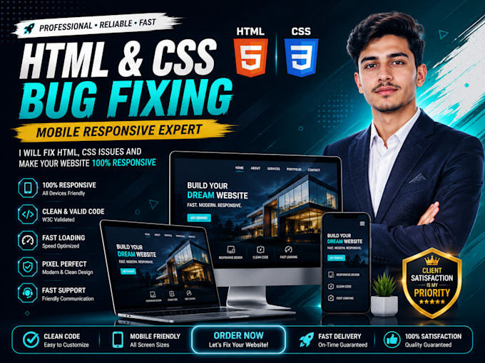 fix HTML CSS bugs and mobile responsive issues