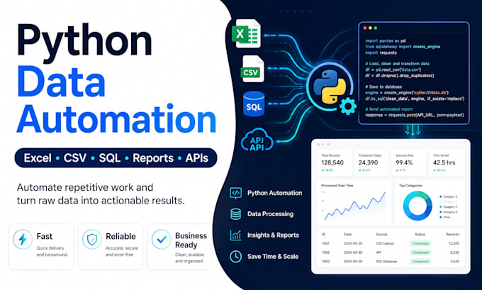 automate excel CSV and data processing using python