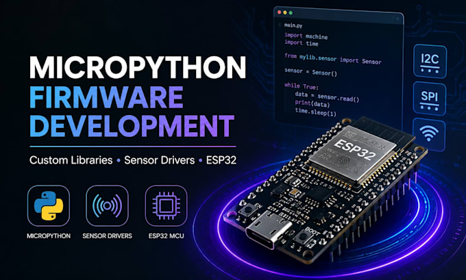 build custom micropython libraries sensor drivers firmware for esp32 mcu devices