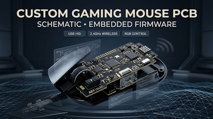design custom gaming mouse pcb, schematic and embedded firmware