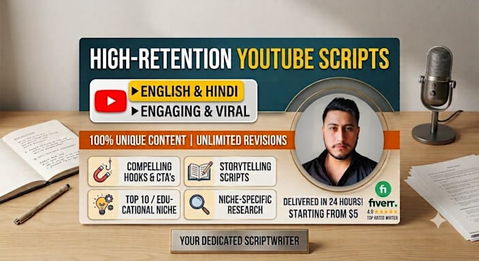 write engaging youtube script in hindi and english