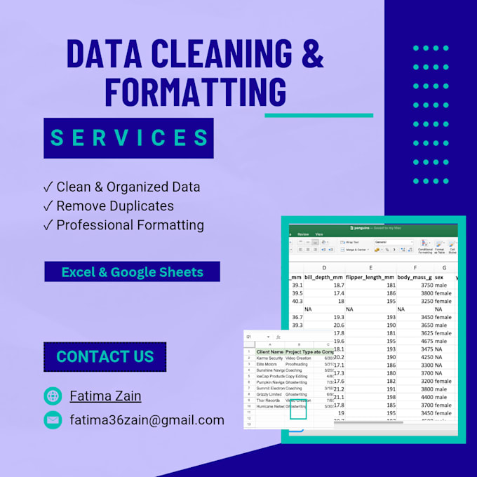 clean and format data in excel or google sheets