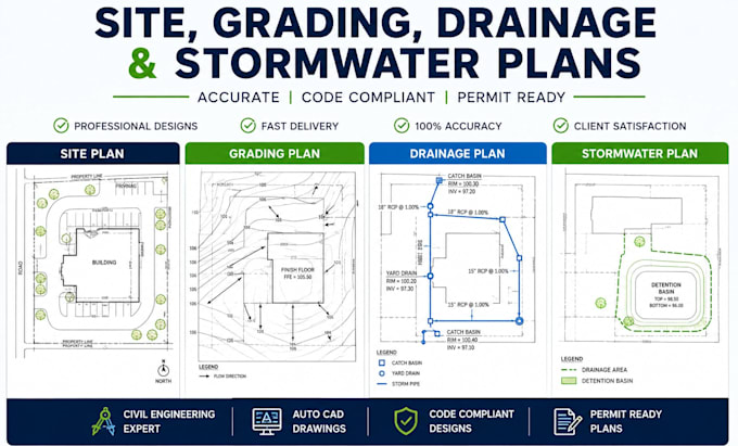 do drainage plan, erosion control, site plan, grading plans, stormwater drainage