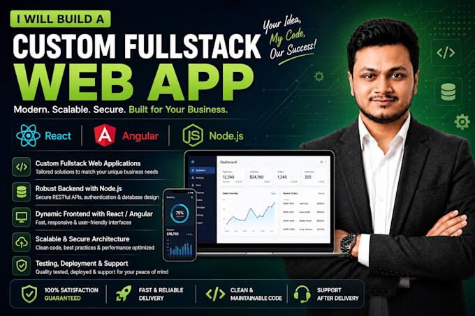 build a custom fullstack web app with react, angular and nodejs