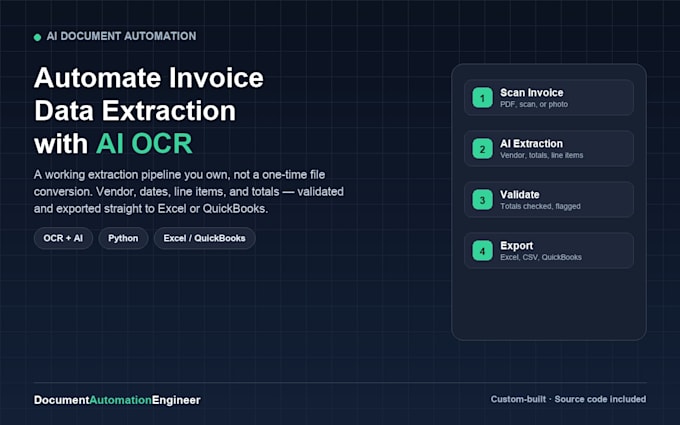 automate invoice data extraction with ai ocr into excel or quickbooks
