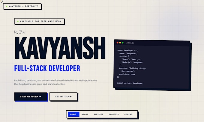 design a modern custom portfolio website with animations
