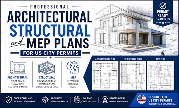 design architectural, structural, mep plans for building permits
