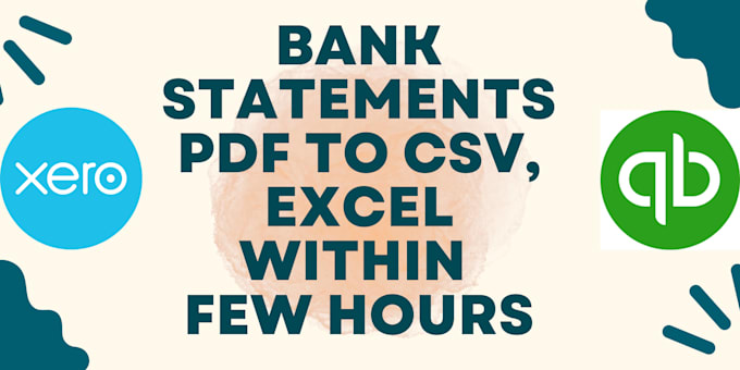 convert bank statements pdf to csv, excel for quickbooks, xero