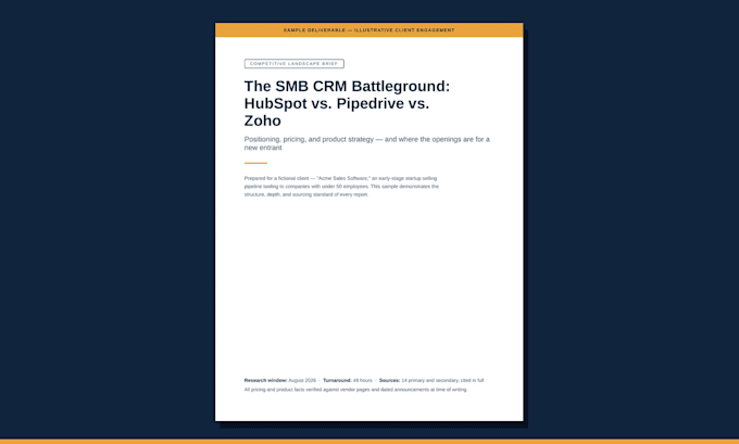 deliver a sourced competitive analysis report in 48 hrs