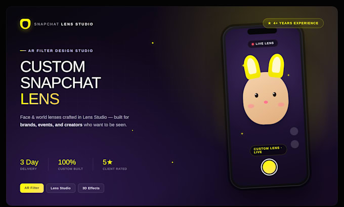 create custom snapchat lens ar filter for you