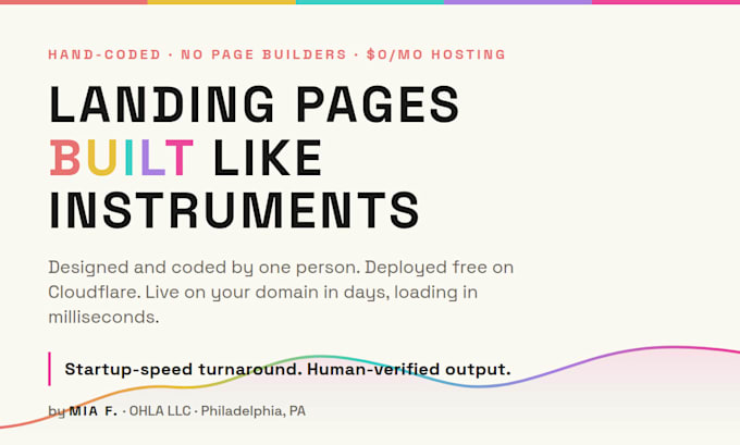 build a fast, beautiful landing page or one page website
