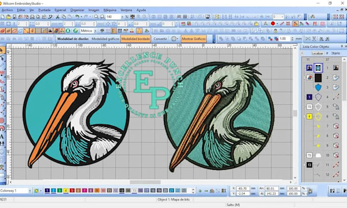 professional custom wilcom embroidery digitizing dst, emb, jef, hus