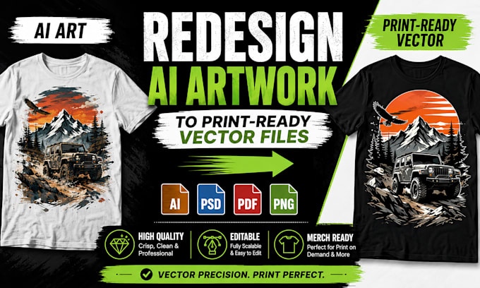 redesign your ai artwork into print ready vector files