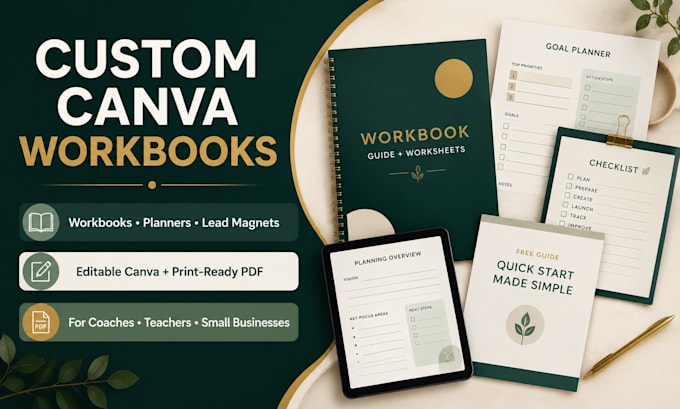 design an editable canva workbook planner or lead magnet