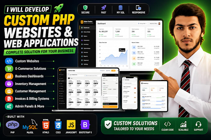 develop custom PHP mysql websites and web applications