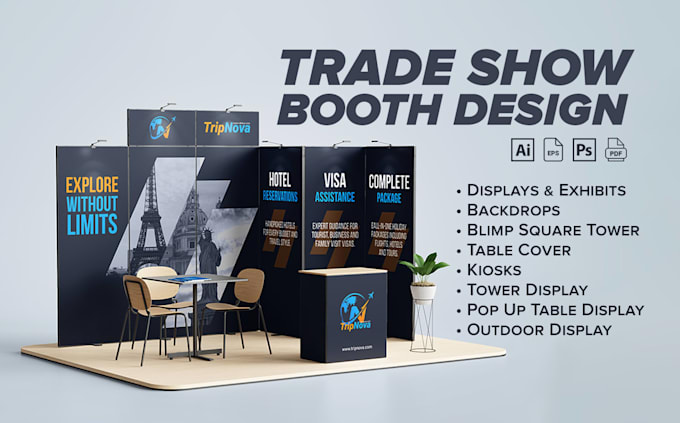 design trade show booth and backdrop for your exhibition