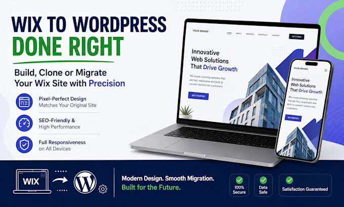 build wix studio website, clone wix website or migrate wix to wordpress