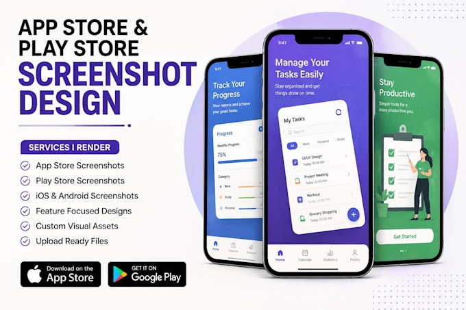 design professional app store screenshots for ios and android