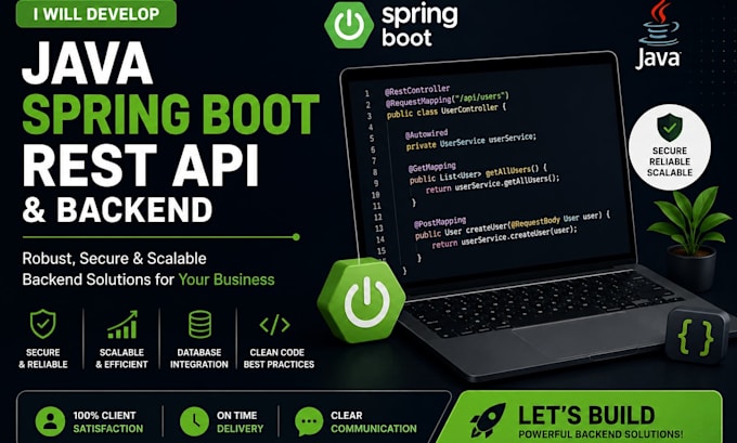 develop java spring boot rest API and backend