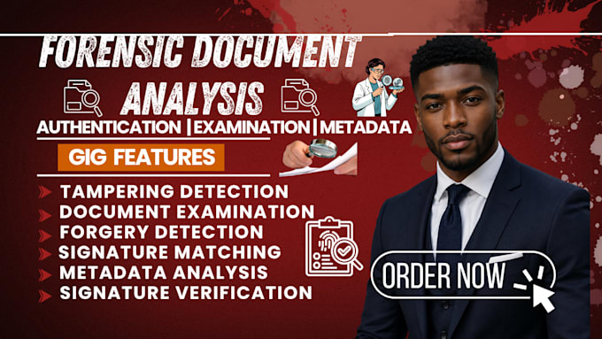 do forensic document authentication, metadata analysis and document examination