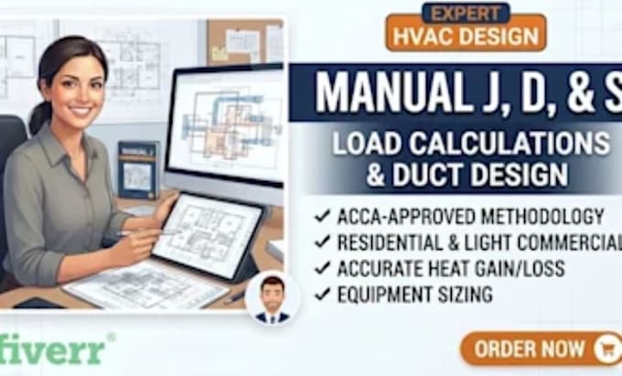 perform acca manual jds hvac load calculations and duct design