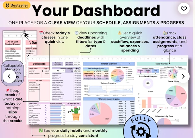create custom school spreadsheets, attendance trackers gradebooks and dashboard