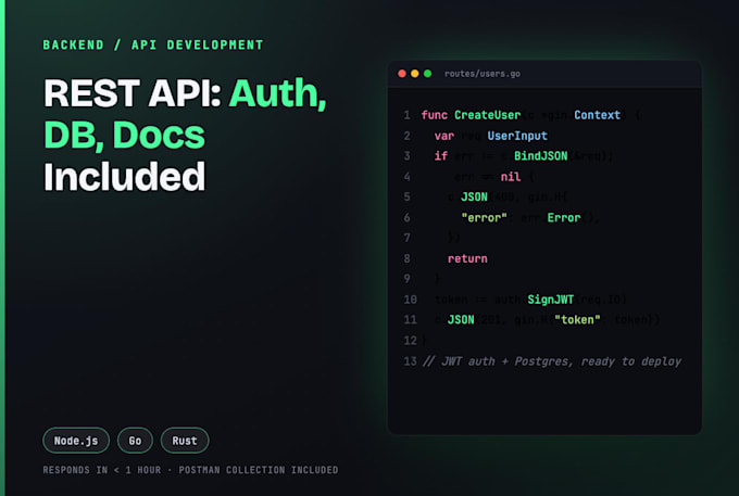 build a rest API backend with nodejs, go, or rust