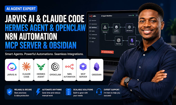 jarvis ai claude code hermes agent openclaw n8n automation mcp server obsidian