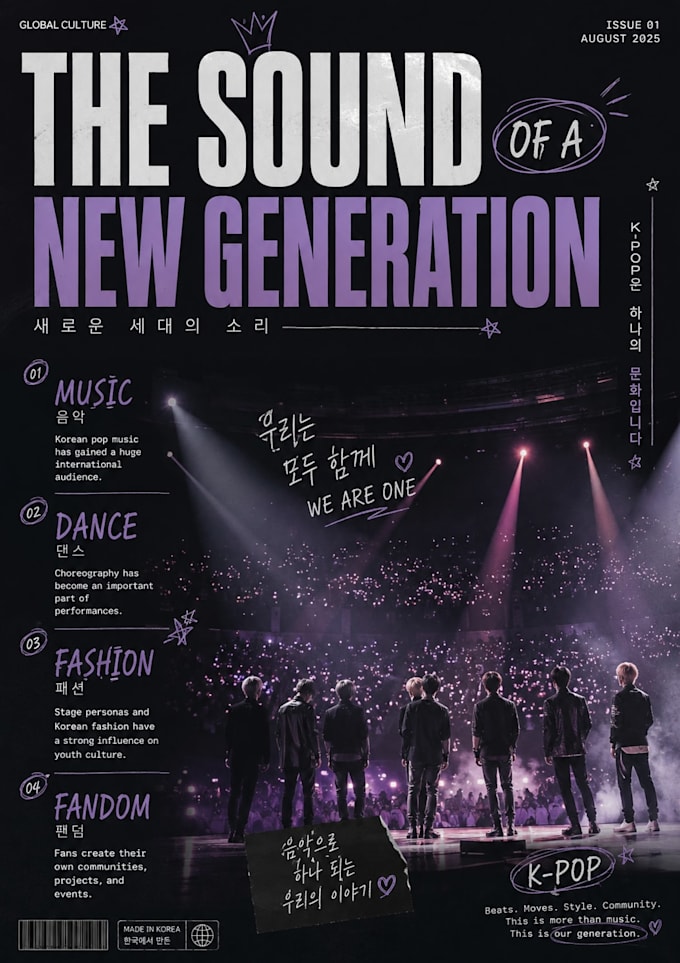 create a beautiful magazine design and cover