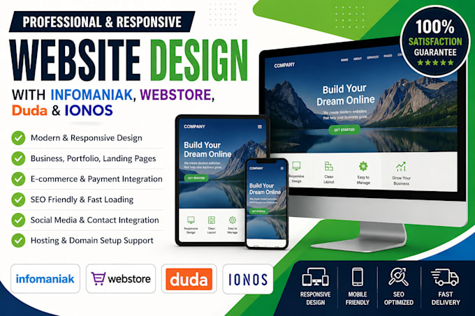 build design responsive infomaniak website development ionos and duda website