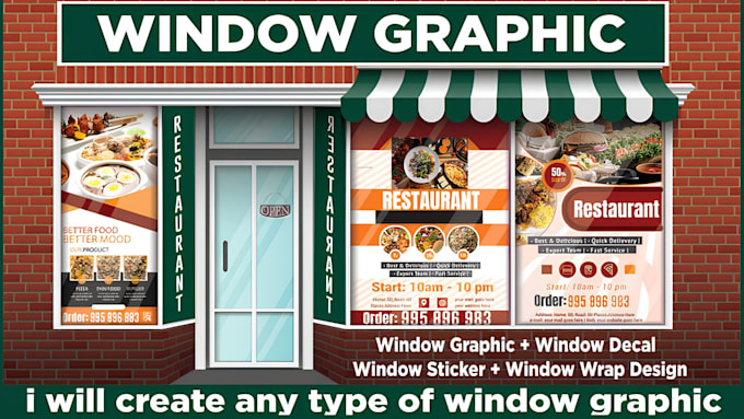 design professional storefront window decals, vinyl stickers and window graphics