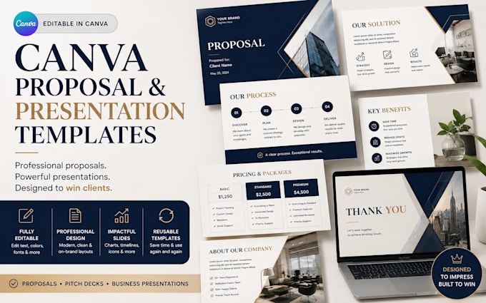 create editable canva proposal and presentation templates